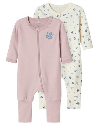 Schlafanzug Zip Rosa - 2 Stk